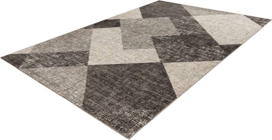 Lalee trendy- modern- laagpolig- vloerkleed- vintage- ruiten dessin- laag- hip en trendy- karpet- tapijt- 200x290 cm zilver grijs