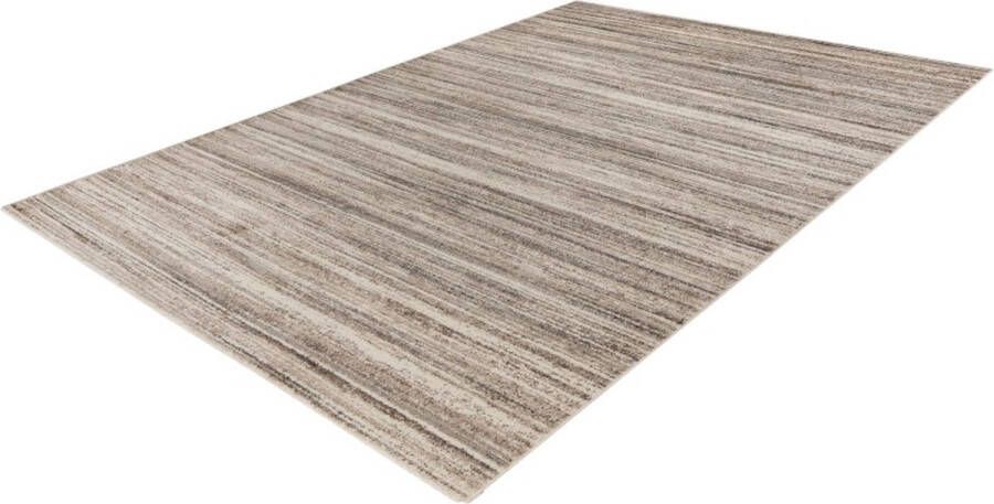 Lalee trendy- modern- laagpolig- vloerkleed- vintage- ruiten- strepen dessin- laag- hip en trendy- karpet- tapijt- 200x290 cm beige zilver