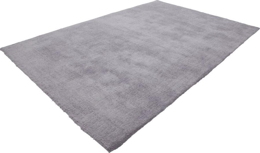 Velluto Handgemaakt Hoogpolige shaggy uni Vloerkleed – Vloer kleed effen Tapijt – Karpet 80x150 Zilver