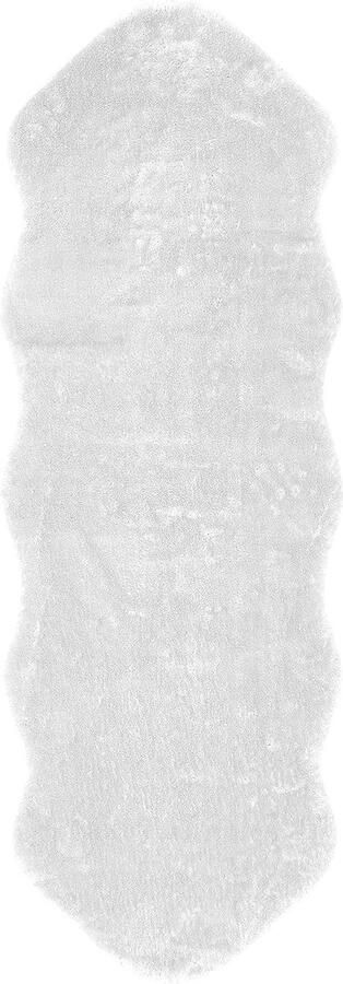Lambskin Vloerkleed pluizig tapijt voor de slaapkamer 55 x 160 cm wit onderhoudsvriendelijk vloerkleed