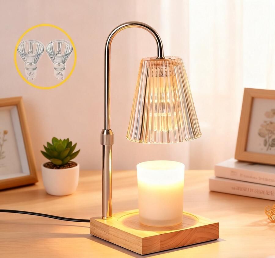 Lamp Kaars-Kaars Warmer Lamp- geurbrander Met 2 Lampen- Candle Warmer Lamp met Timer en Dimmer-Elektrische Kaarsverwarmer Lamp Met 2 Lampen Voor Jar geurkaarsen Huisdecoratie-Vintage Kaarsverwarmer voor Huis Slaapkamer Bedrijfspanden Decoratie