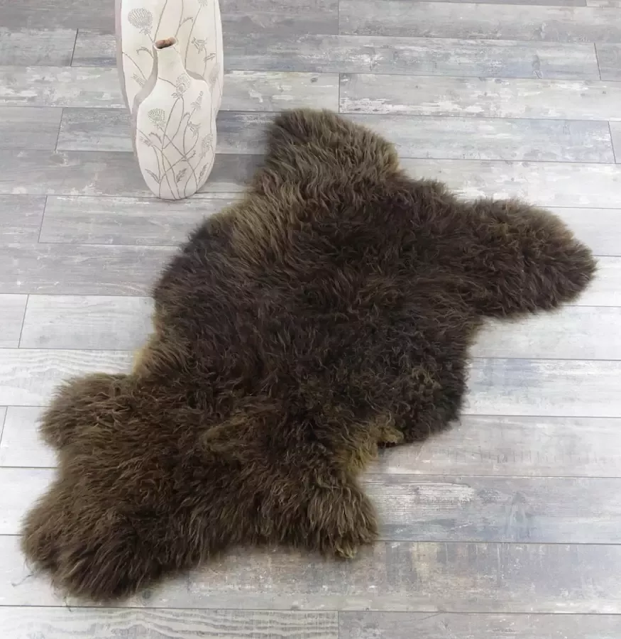 Lamsvachtje Vloerkleed Chocolade Bruin Luxe Uitstraling Uniek 100% ECHT Schapenvachtje 110 x 60 cm Prachtig Vol Haar Zitkussen Bankbedekking OP=OP !