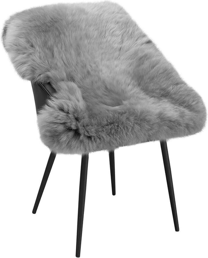 Lamsvel schapenvacht tapijt (100-110) x 65 cm echt natuurlijk bont zacht en pluizig wollen tapijt voor de woonkamer slaapkamer kinderkamer als bedmat of mat voor stoel bank lichtgrijs