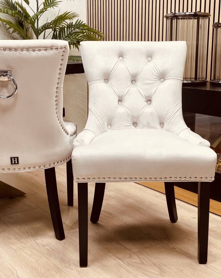 Landelijke Eetkamerstoel Gouffre Creme Velours