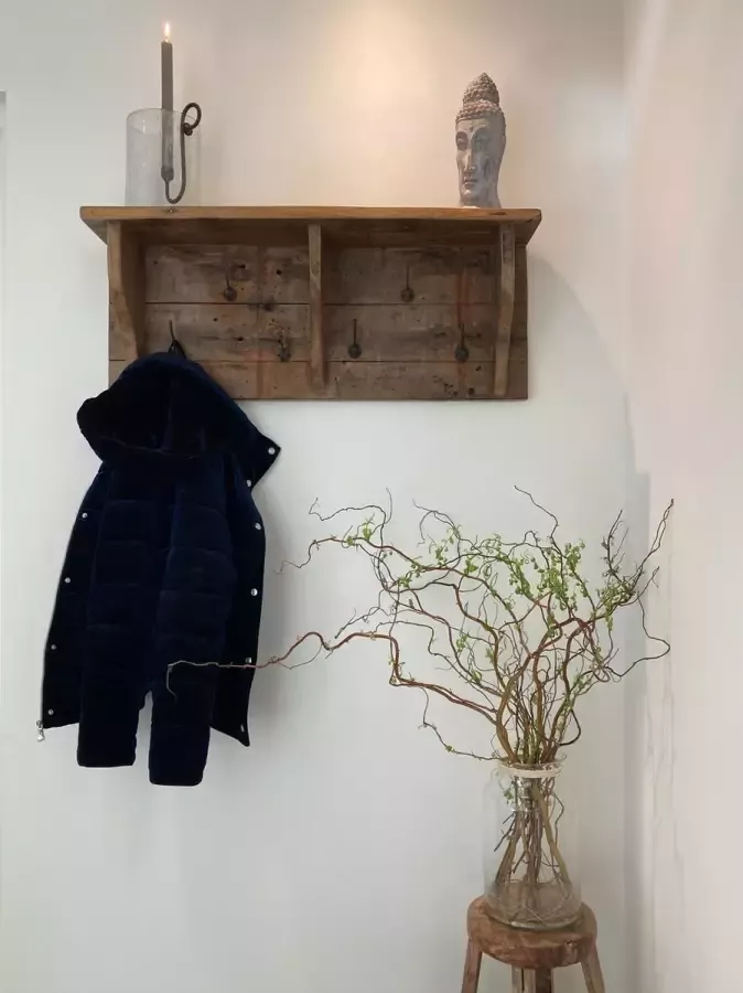 Landelijke kapstok 90 cm hout houten wandkapstok hangend kapstok houten kapstok landelijke decoratie