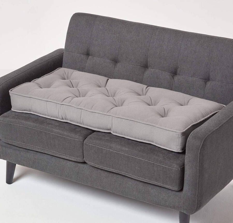 Lang zitkussen grijs 100 x 48 cm dikke sofa-kussen gestoffeerd zitkussen bank met katoenen overtrek