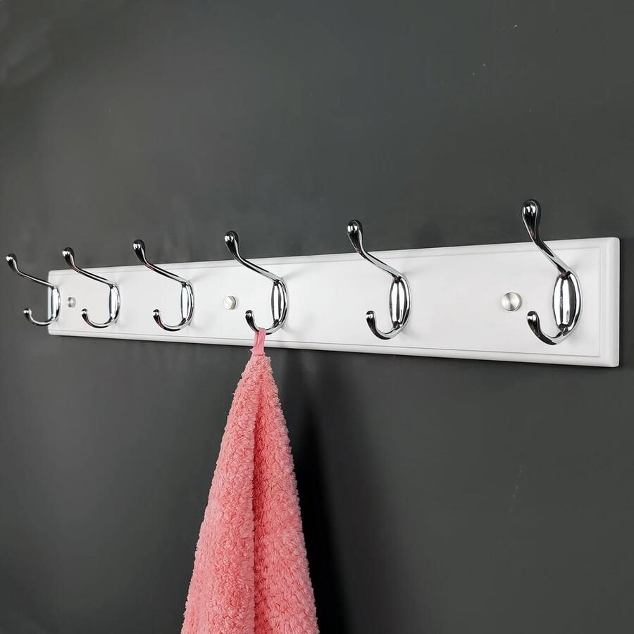 Lange houten wandkapstok moderne kapstok voor entree 6 haakplaats