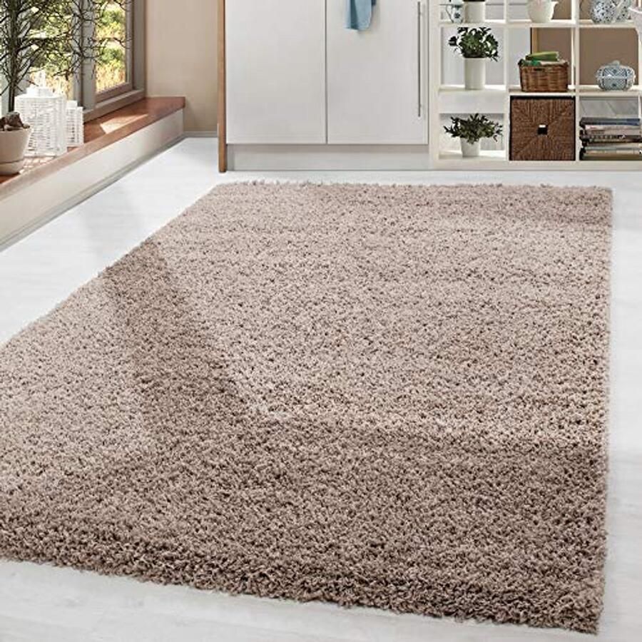Lange Pluche Vloerkleed met Hoge Pool 30mm Zacht en Fluffy voor Woonkamer Beige Vorm: Rechthoekig en Rond Maat: 300x400cm