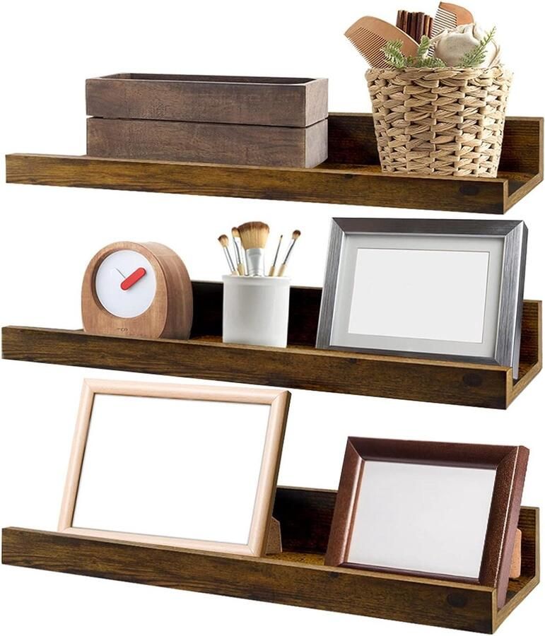 Lange rustieke zwevende wandplanken fotolijst woonkamer keuken kinderkamer 40cm set van 3 maten