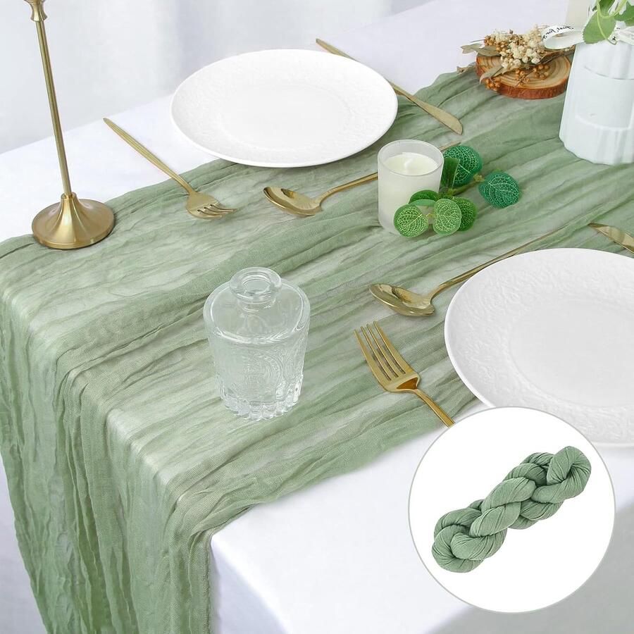 Lange Tafelloper van Gaas Romantische Decoratie 1 stuk 90 x 300 cm Hoogwaardige Stoffen