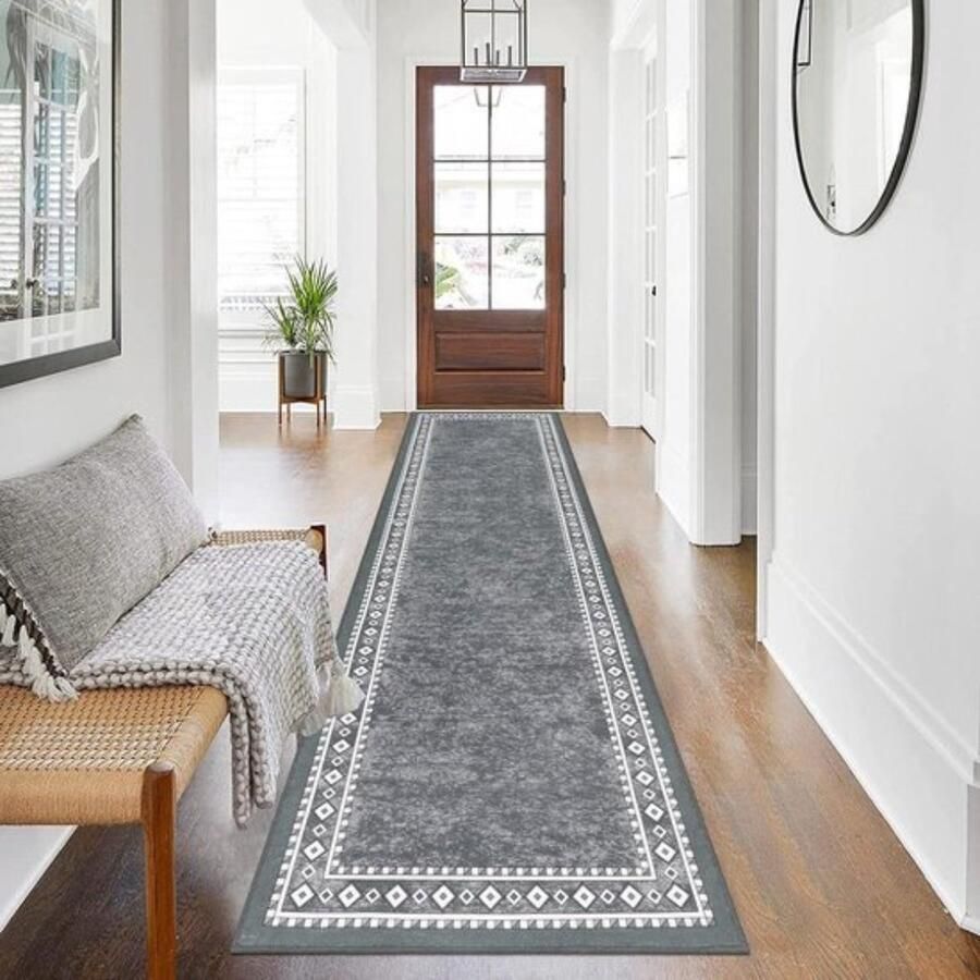 Lange tapijtloper 66 x 240 cm antislip gangloper wasbare deurmat voor wasruimte lopers vloerkleden vlekbestendig keuken vloermat tapijt voor badkamer entree slaapkamer trap