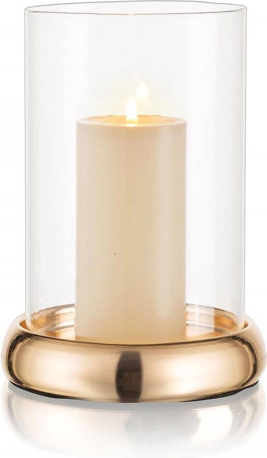 Lantaarn glazen kaarsenhouder met glazen cilinder: kaarsenhouder lantaarn zuilkaarsen decoratie voor woonkamer bruiloft Tisc eettafel decoratie feestdecoratie goud