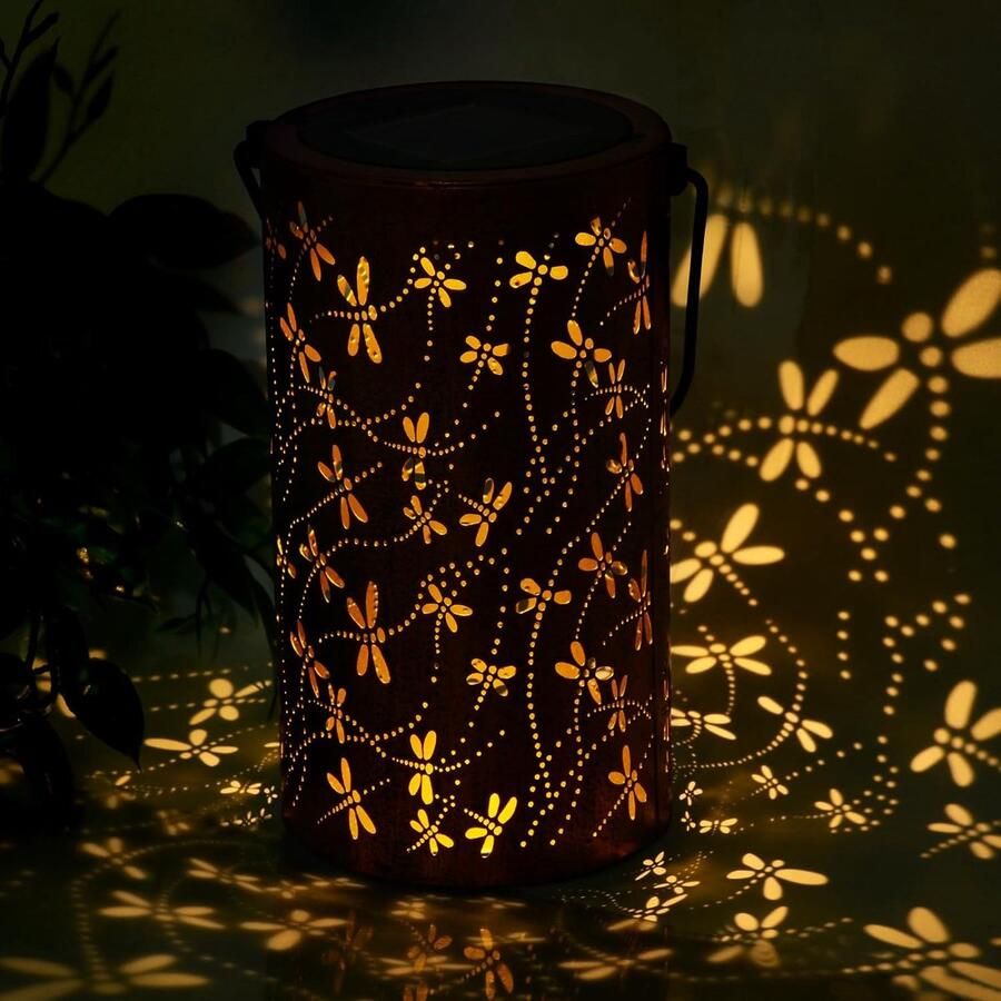 Lantaarn op zonne-energie voor buiten 2 verpakkingen led-zonnelamp voor de tuin IP65 waterdicht warmwit lantaarn energie hangend voor terras binnenplaats gazon tafel feest huis