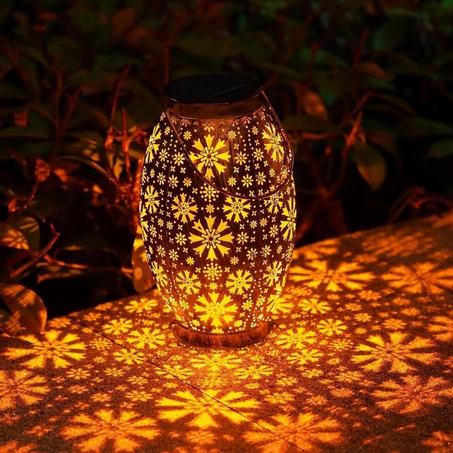 Lantaarns op zonne-energie voor buiten hangend metaal tuindecoratie balkonlamp oosterse lamp patio terras tafel gazon Allerheiligen kerststa