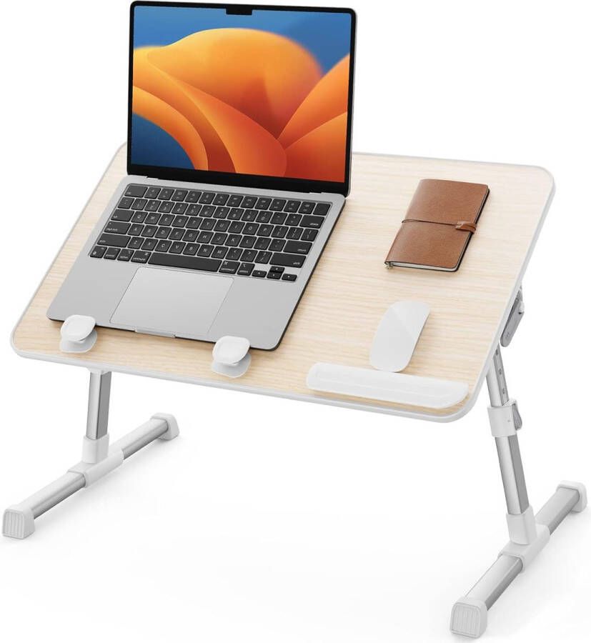 Laptop-beddienblad verstelbaar staand bureau draagbaar licht opvouwbaar voor bank vloer werken lezen schrijven eten geschikt voor laptops tot 43 2 cm (17 inch) (groot teak)
