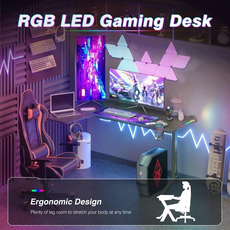 Laptop Computer Bureau Groot Staand Bureau L Vorm Studeer Bureau Werkstation Gaming Tafel Laptop Tafel Links 60 Inch Zwart