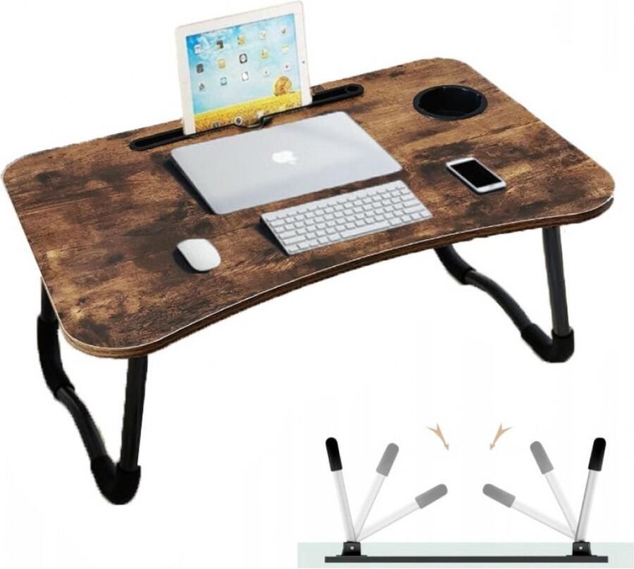 Laptoptafel Inklapbaar Laptopstandaard Schoottafel Bedtafel Aluminium 60 x 40 x 28cm- In handige koffer - Foto 2