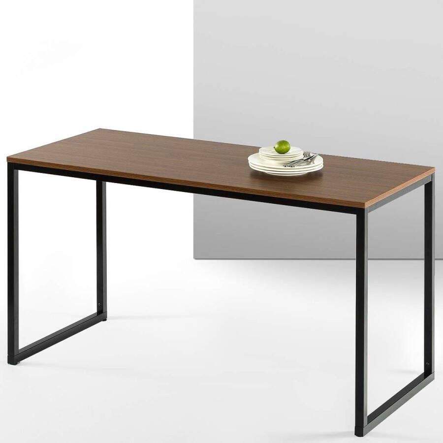 Laptoptafel 140 cm thuiskantoor bureau eenvoudige montage metalen frame bruin