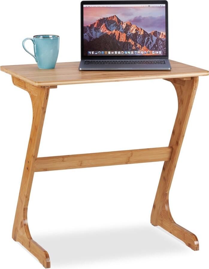 Laptoptafel bamboe 60 x 60 x 40 cm bijzettafel voor bed en bank