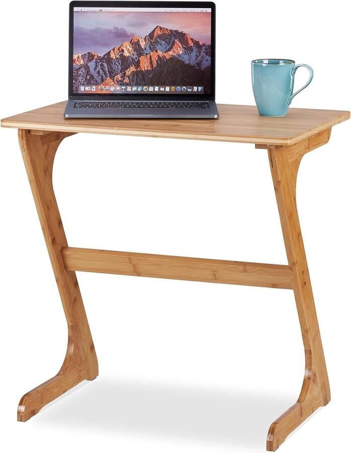 Laptoptafel bamboe bijzettafel voor notebook & tablet 1 stuk naturel 60 x 60 x 40 cm