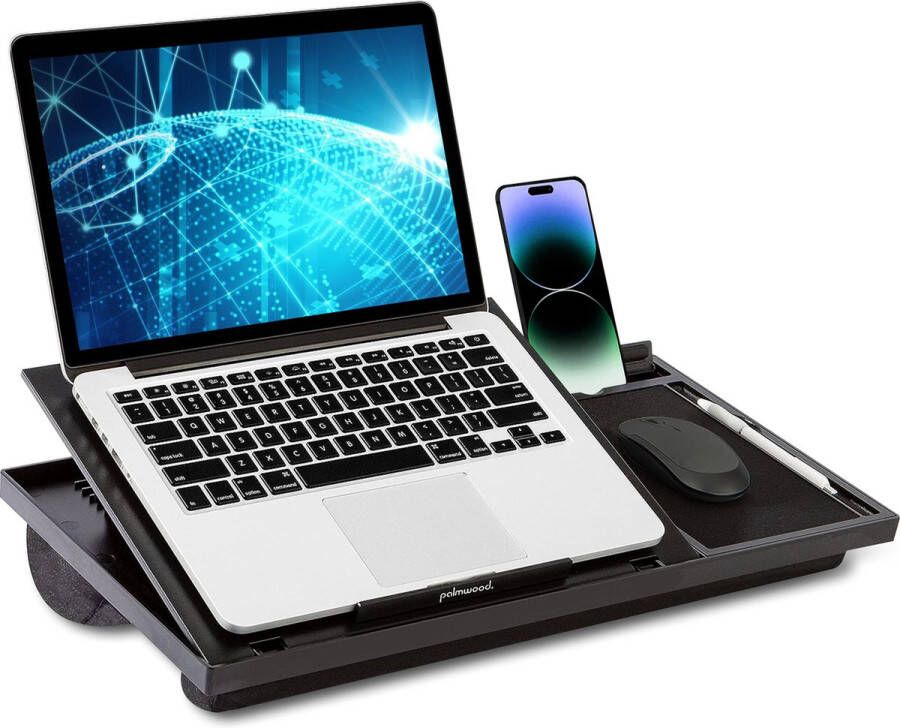 Palmwood Laptoptafel Bedtafel Laptopstandaard Banktafel Laptopkussen Laptoptafel verstelbaar Zwart 52x28x6 cm