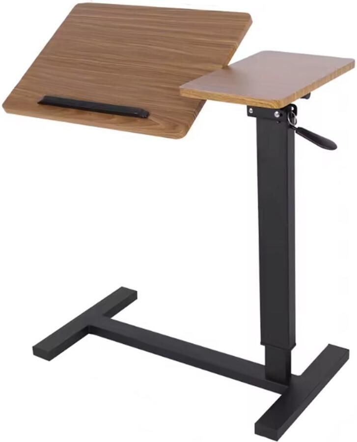 Laptoptafel Bijzettafel Bedtafel Laptopstandaard Op Wielen In hoogte verstelbaar Metaal Hout Kantelbaar
