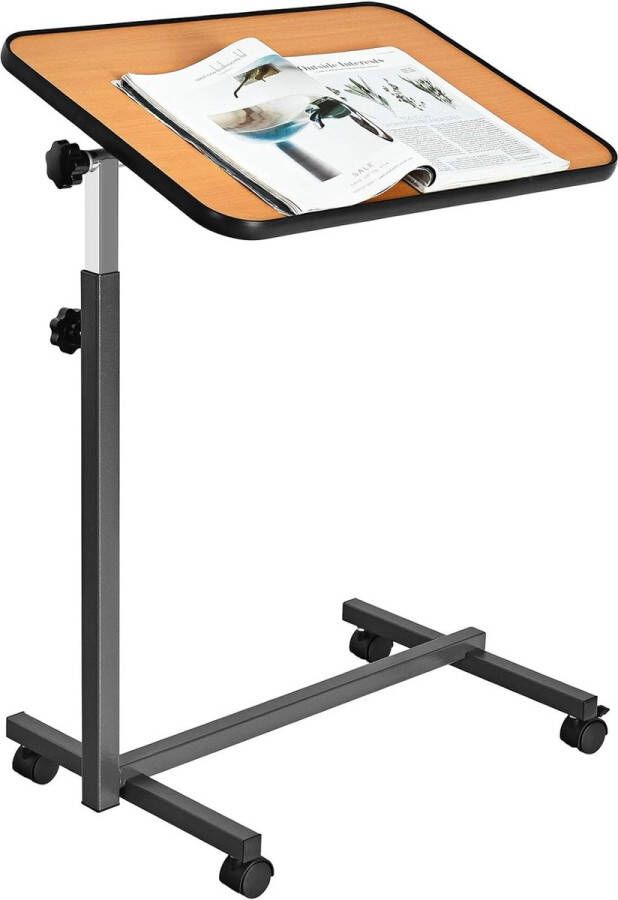 Laptoptafel in hoogte verstelbaar onderhoudstafel notebooktafel bedtafel softafel kantelbaar tafelblad met wieltjes