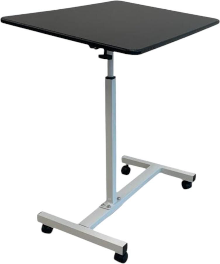 Laptoptafel op Wieltjes 60 x 40 cm In Hoogte Verstelbaar Zwart Wit Ontbijttafel op Wielen Bedtafel
