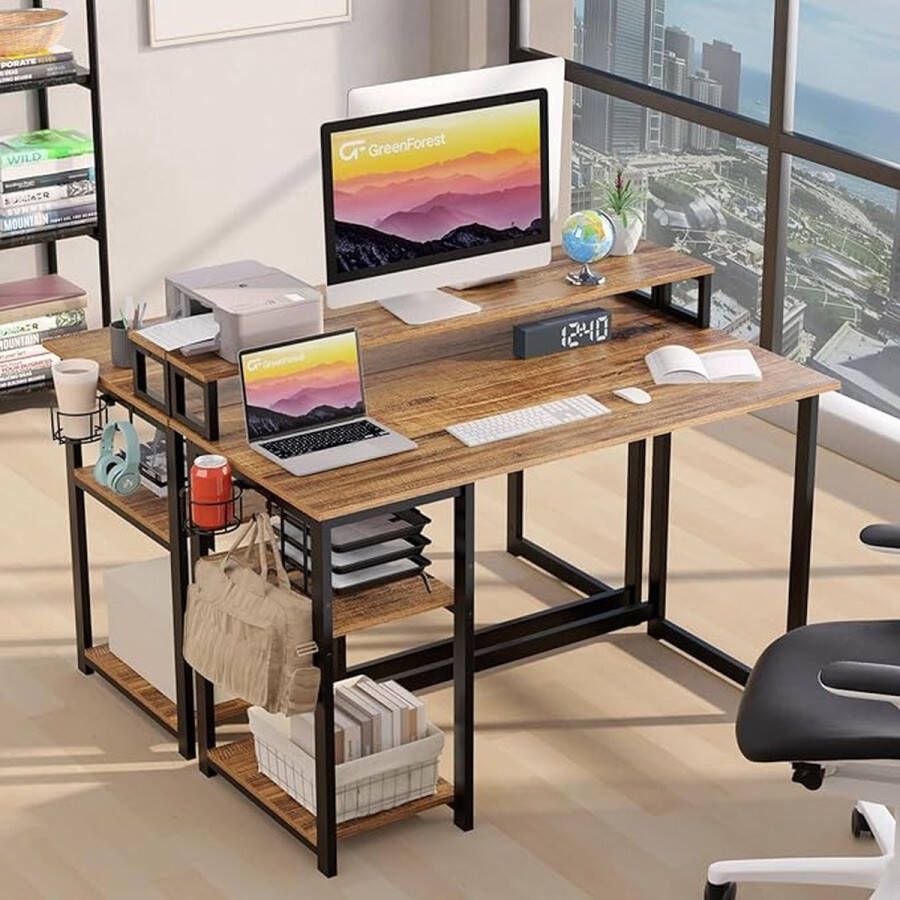 Laptoptafel thuiskantoor bureau eenvoudige montage metalen frame 120 x 55cm