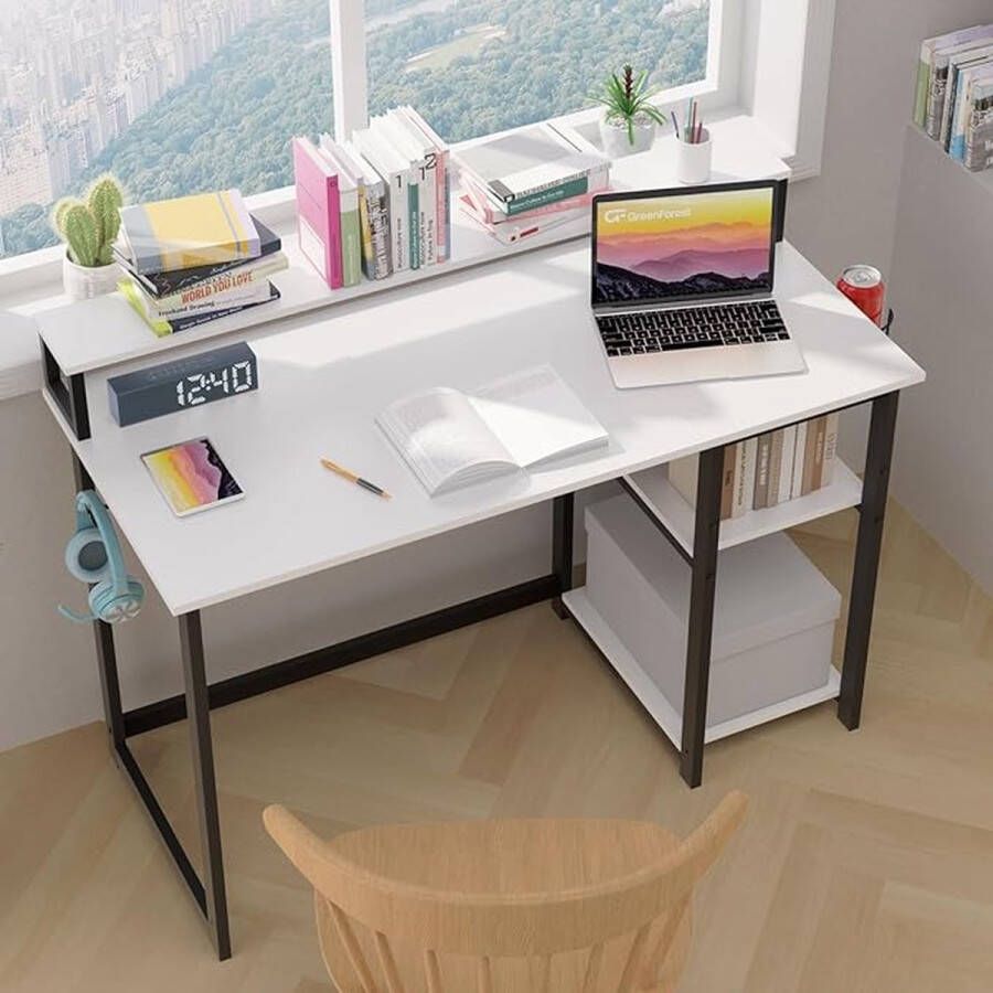 Laptoptafel thuiskantoor bureau eenvoudige montage metalen frame 120 x 55cm
