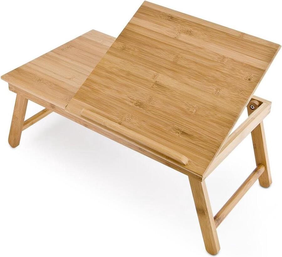 Laptoptafel van Bamboe Verstelbare Bedtafel Natuurkleur 24x55x33 cm
