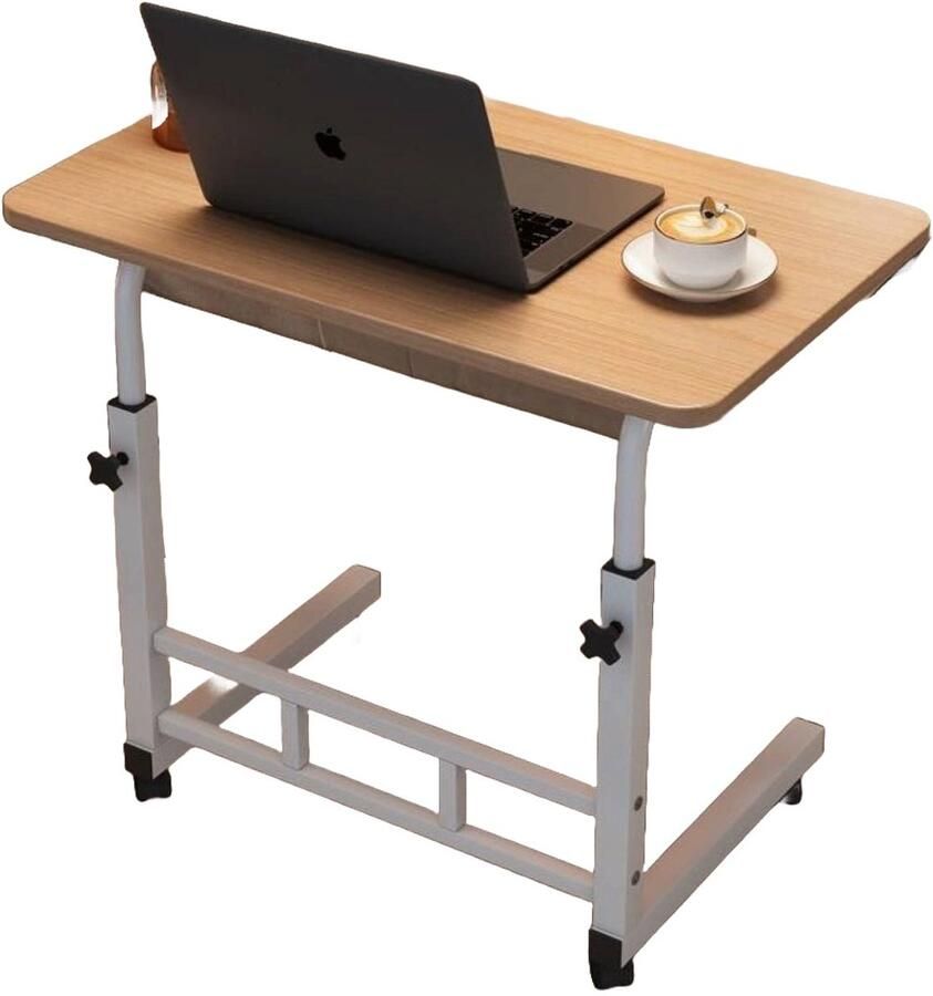 Ceruzo Laptoptafel – Verstelbare Verrijdbare Bedtafel – 80x40 cm – Mobiele Bijzettafel – Houtlook