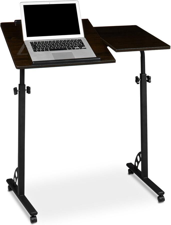Relaxdays laptoptafel XL verstelbaar 110 x 80 x 50 cm met remmen ook voor grote laptops zwart