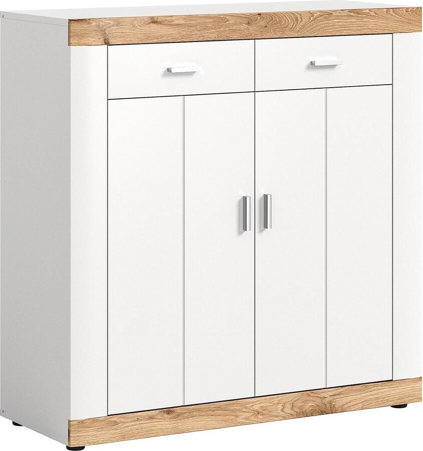 Rootz Living Rootz Laredo Ladekast Kast Witte matte afwerking Nox Oak Nb 101 cm x 104 cm x 40 cm
