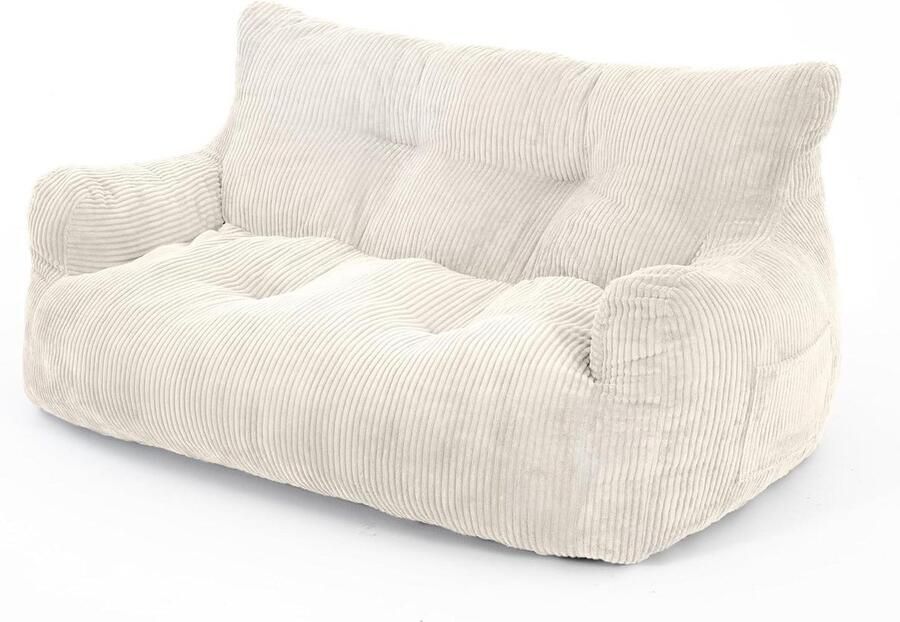 Large Bean Bag Chair with Filling Included Comfortable Chair with Portable Handle 2 Seater Sofa for Living Room Bedroom Playroom (Beige)