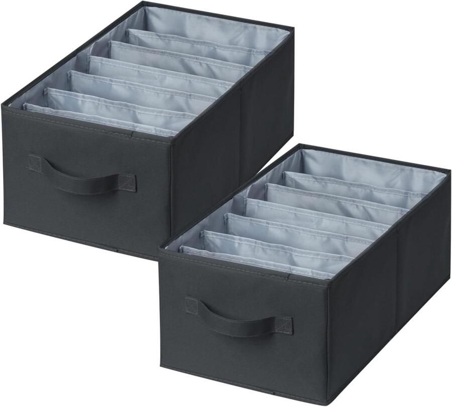 Large Drawer Organiser Clothes Multi-Purpose Clothes Organiser Sturdy Wardrobe Organizer for Jeans Sweaters Pants and Leggings (Black 45 x 25 x 18 cm) Set of 2