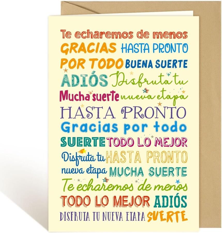 Large Spanish farewell card with envelope greeting card XXL to say goodbye to colleagues