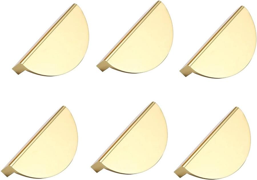 LATRAT 6 stuks kastgrepen gouden halve maan meubelgrepen gouden keukenkasten aluminium modern voor woonkamer keuken kantoormeubels nachtkastje commode kasten