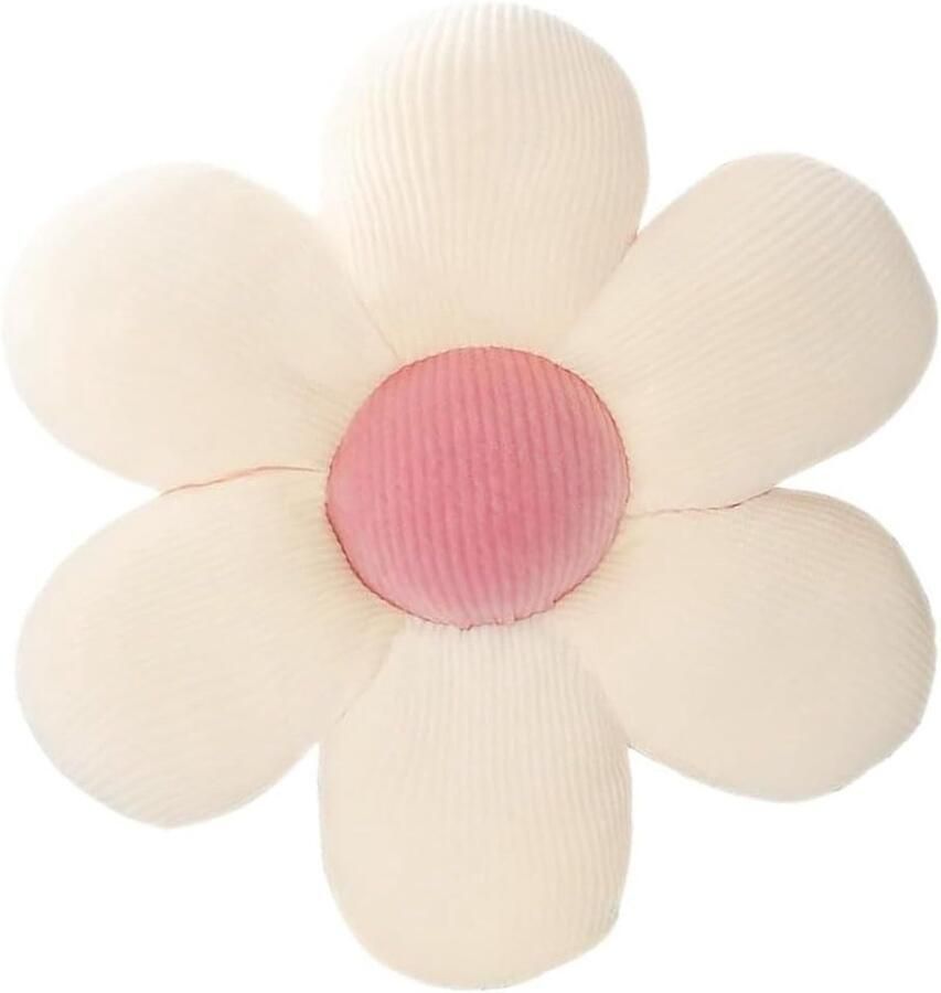 LATRAT Bloemenvloerkussen Tatami bloemvormig decor zitkussen vloer esthetische kamerdecoratie slaapkamer schattig kussen voor slaapkamer bank stoel wit en roze 40 x 40 cm