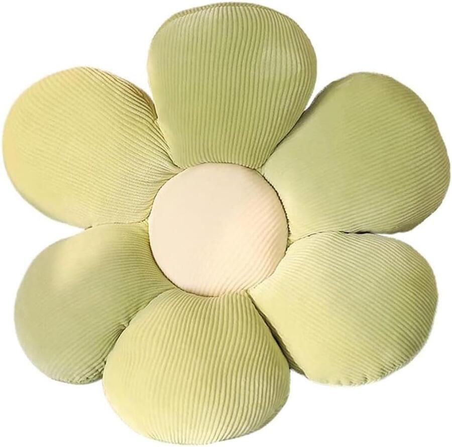 LATRAT Bloemenvloerkussen Tatami bloemvormig decor zitkussen vloer esthetische kamerdecoratie slaapkamer schattig kussen voor slaapkamer bank stoel groen en wit 40 x 40 cm