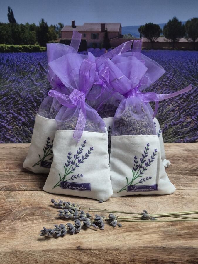 Maison de Lavande Lavendel geurzakjes met biologische lavendel uit de Provence 6 stuks à 15 gram lila lavender give away bedankje goodybag cadeau geurzakje kledingkast - Foto 2