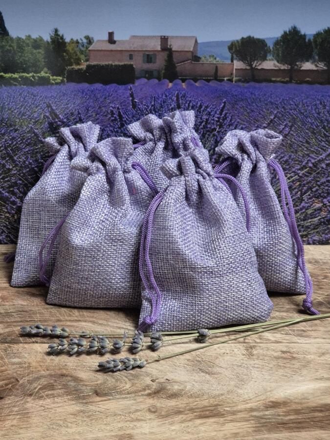 Maison de Lavande Lavendel geurzakjes met biologische lavendel uit de Provence 5 stuks à 17 gram linnen give away bedankje goodybag cadeau geurzakje kledingkast - Foto 2