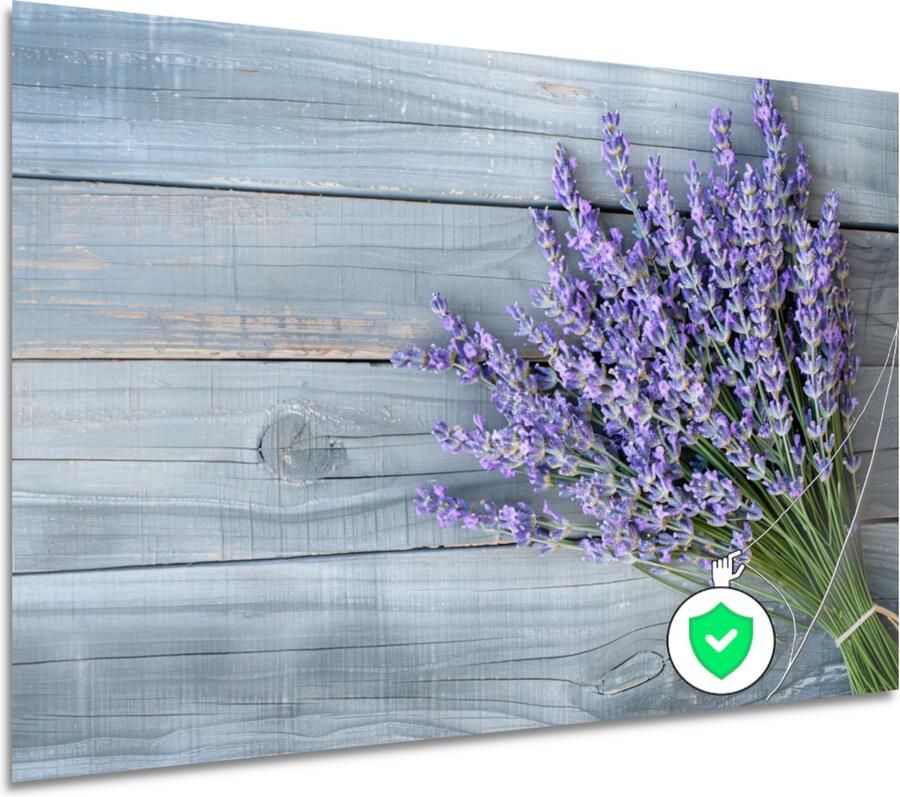 Lavendel poster Bloemen wanddecoratie Poster Houten tafel Muurdecoratie landelijk Slaapkamer posters Decoratie muur poster 120x80 cm