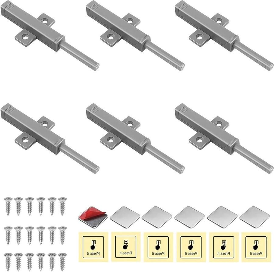 Lavinsa 6 stuks magneetsnappers drukdeuropener met schroeven en sluitringen voor keuken kast lade push-to-open touch opener
