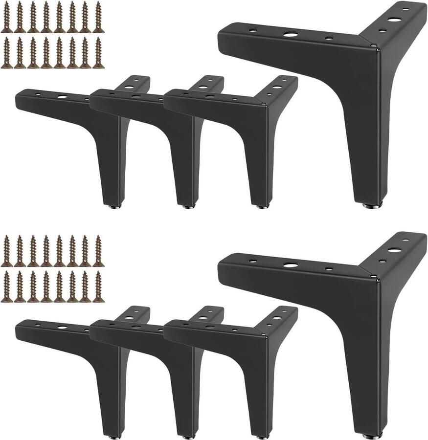 Lavinsa Meubelpoten 8 stuks 10 cm driehoekige tafelpoten zwart metaal voor salontafels kasten en meer