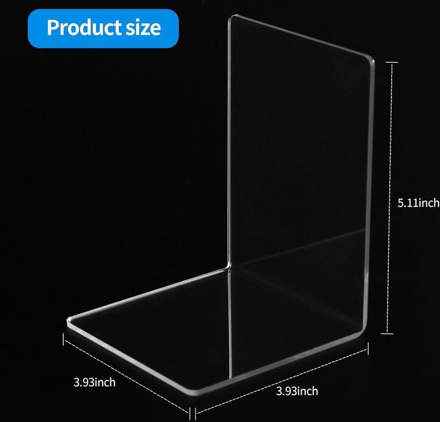 Lavinsa Transparante acryl boekensteunen met antislip stickers voor slaapkamer bibliotheek kantoor school en bureau organizer