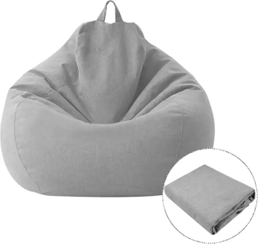 Lazy Sofa zitzak stoel stoffen bekleding afmeting: 80x90cm (lichtgrijs)