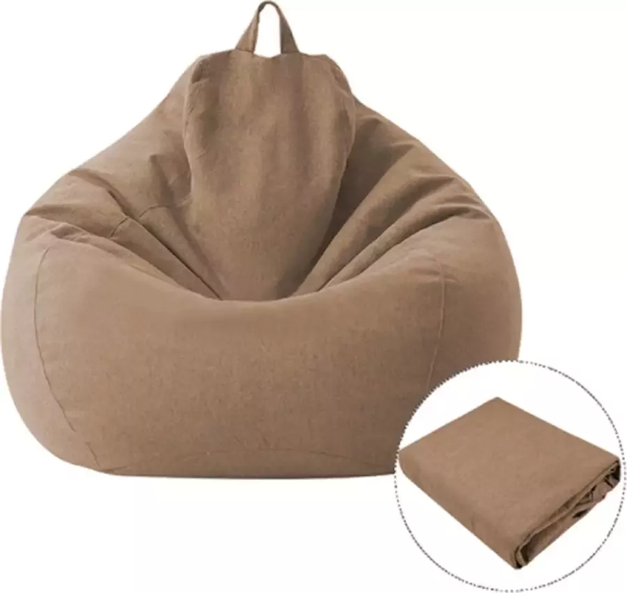 Lazy Sofa zitzak stoel stoffen bekleding maat: 70x80cm (bruin)