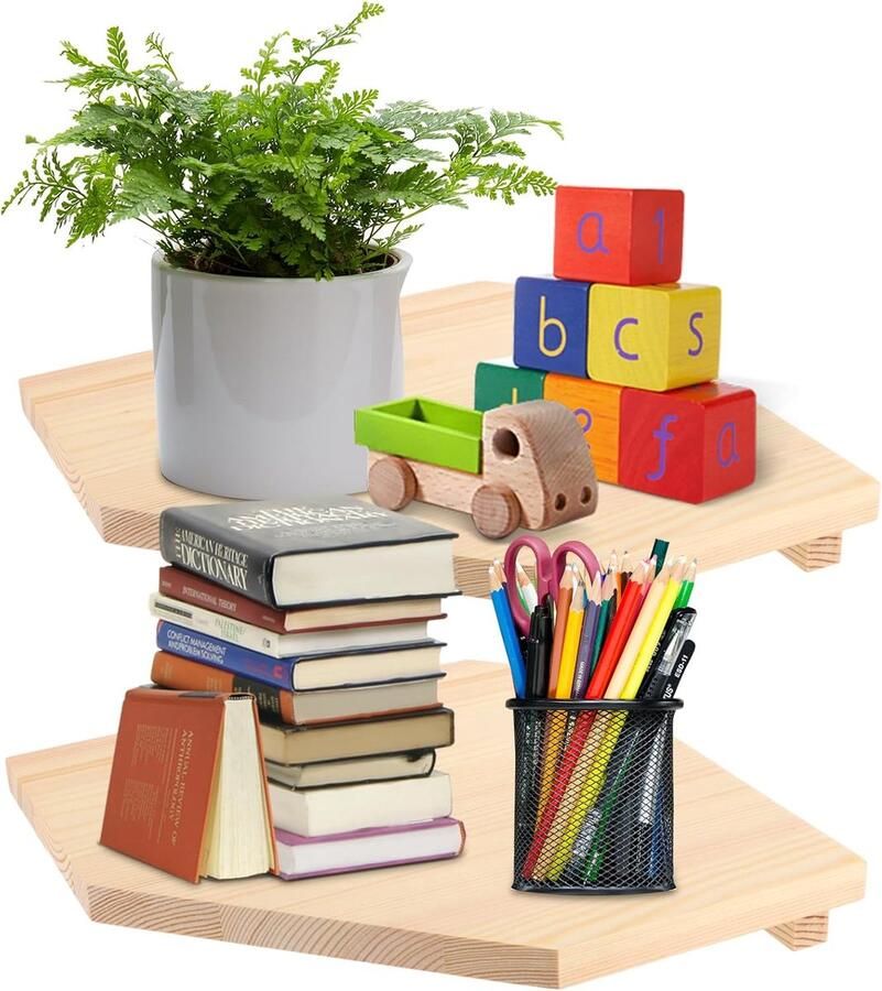 LDHHYH 2 Pcs Corner Shelf Hanging Shelf Floating Wood Solid Wood Round End Wall Shelf Solid Wood Vintage Rustic Shelf for Kitchen Bedroom Living Room Office