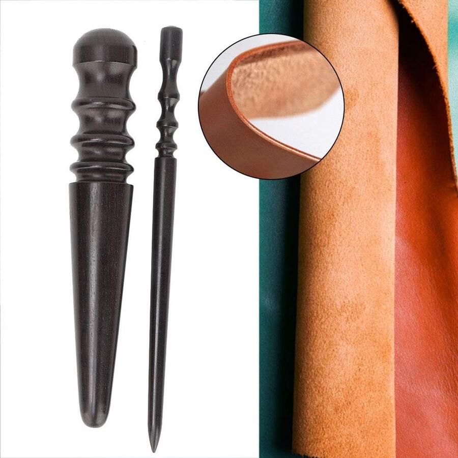 Leather Burnisher 2-Piece Wooden Peripheral Edge Slicker Burnisher for Sanding Leather Items of Different Thicknesses Clean Edges on Leather Craft Projects
